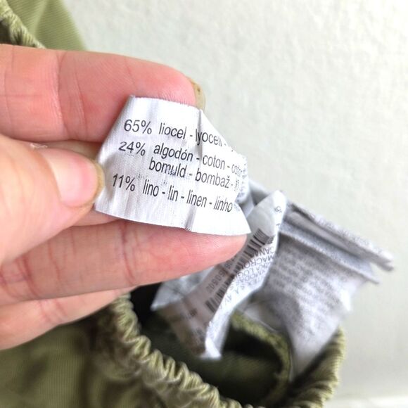 Zara Olive Green Chambray Linen Lyocell  Jogger Pants Size Small/SM - Picture 10 of 10